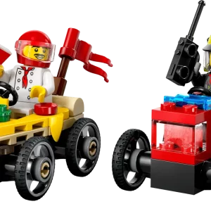 Pack de bolides de course : camion de pizza contre camion de pompiers