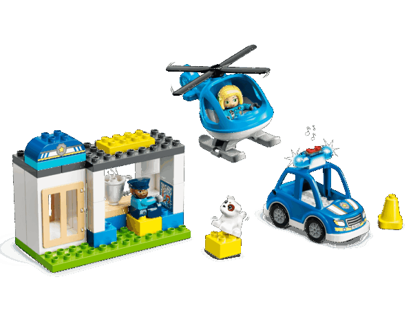 Le commissariat et l’hélicoptère de la police