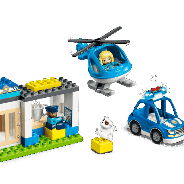 Le commissariat et l’hélicoptère de la police