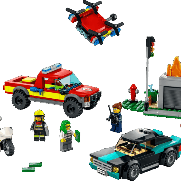 Le sauvetage des pompiers et la course-poursuite de la police