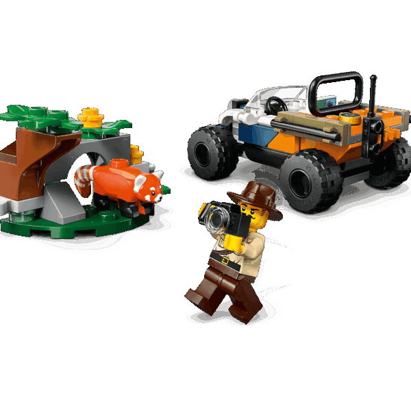 Le tout-terrain de l’explorateur de la jungle et le panda roux